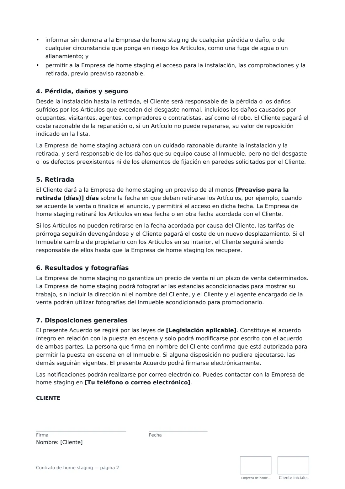 Contrato de home staging: página 2 de 3