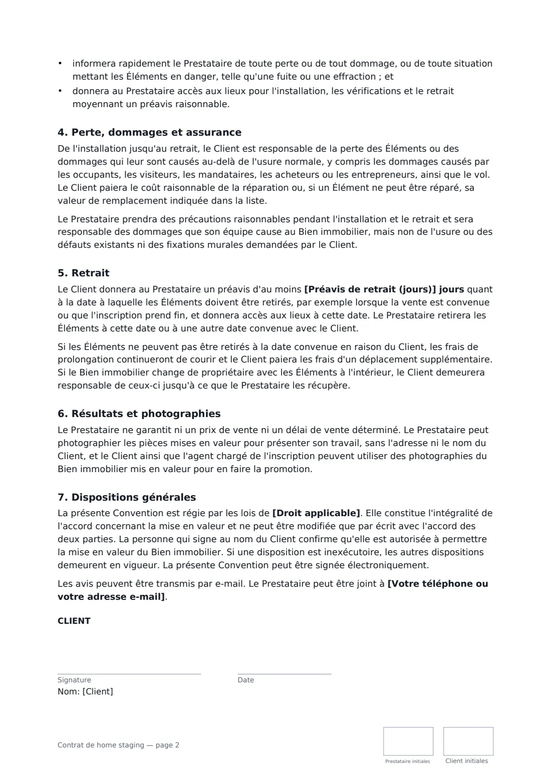 Contrat de home staging — page 2 sur 3