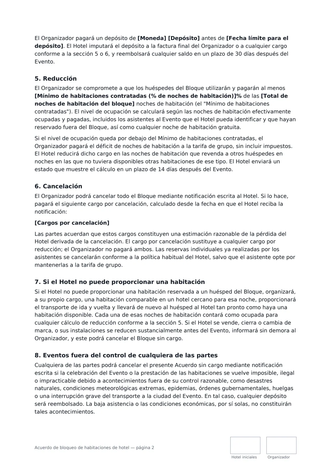 Acuerdo de bloqueo de habitaciones de hotel: página 2 de 3