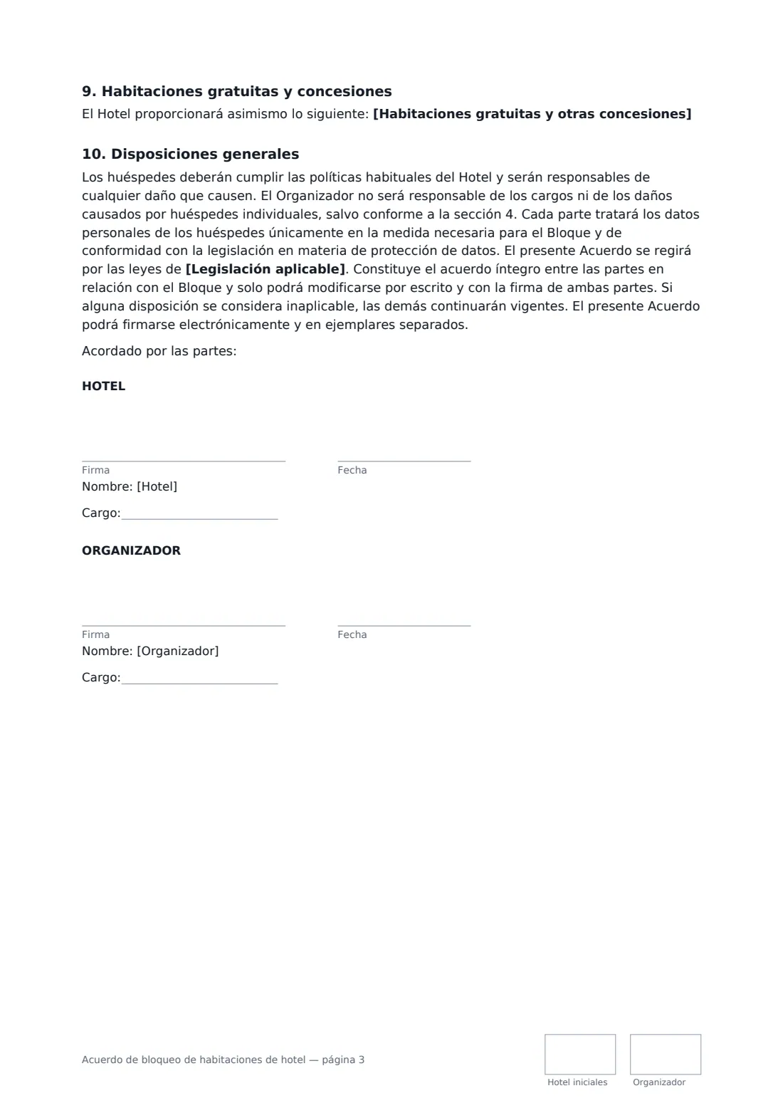 Acuerdo de bloqueo de habitaciones de hotel: página 3 de 3