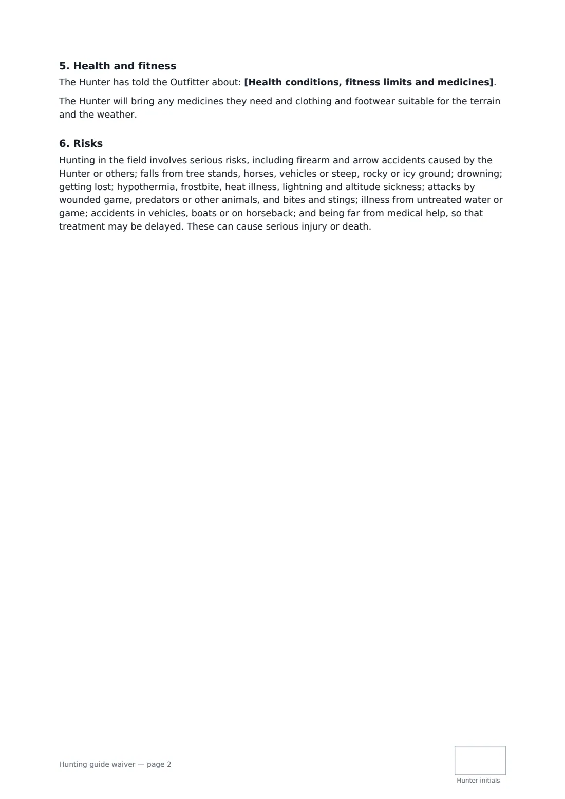 Hunting guide waiver — page 2 of 3