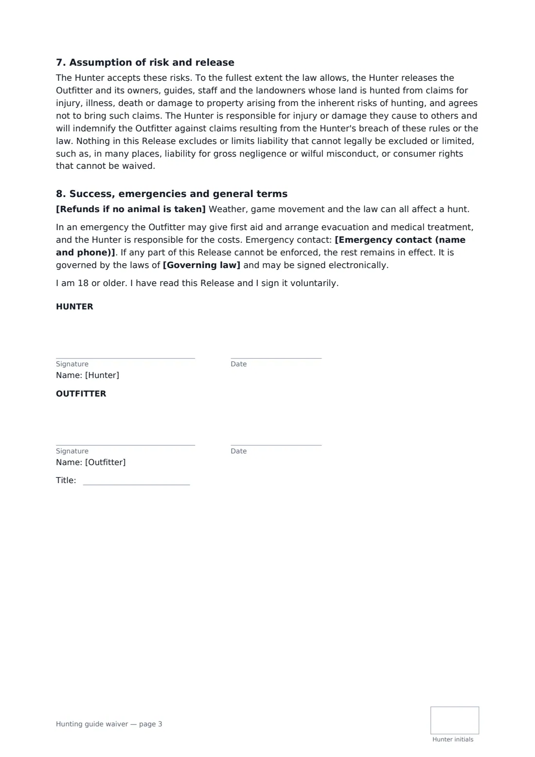 Hunting guide waiver — page 3 of 3