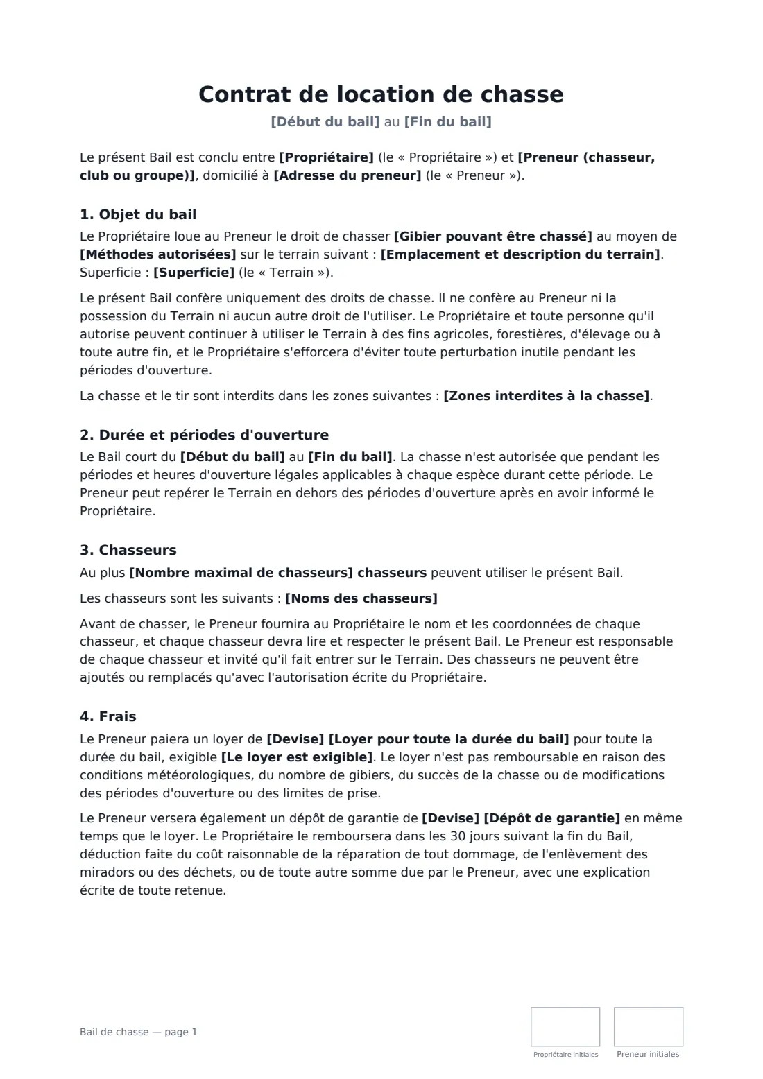 Bail de chasse — page 1 sur 3