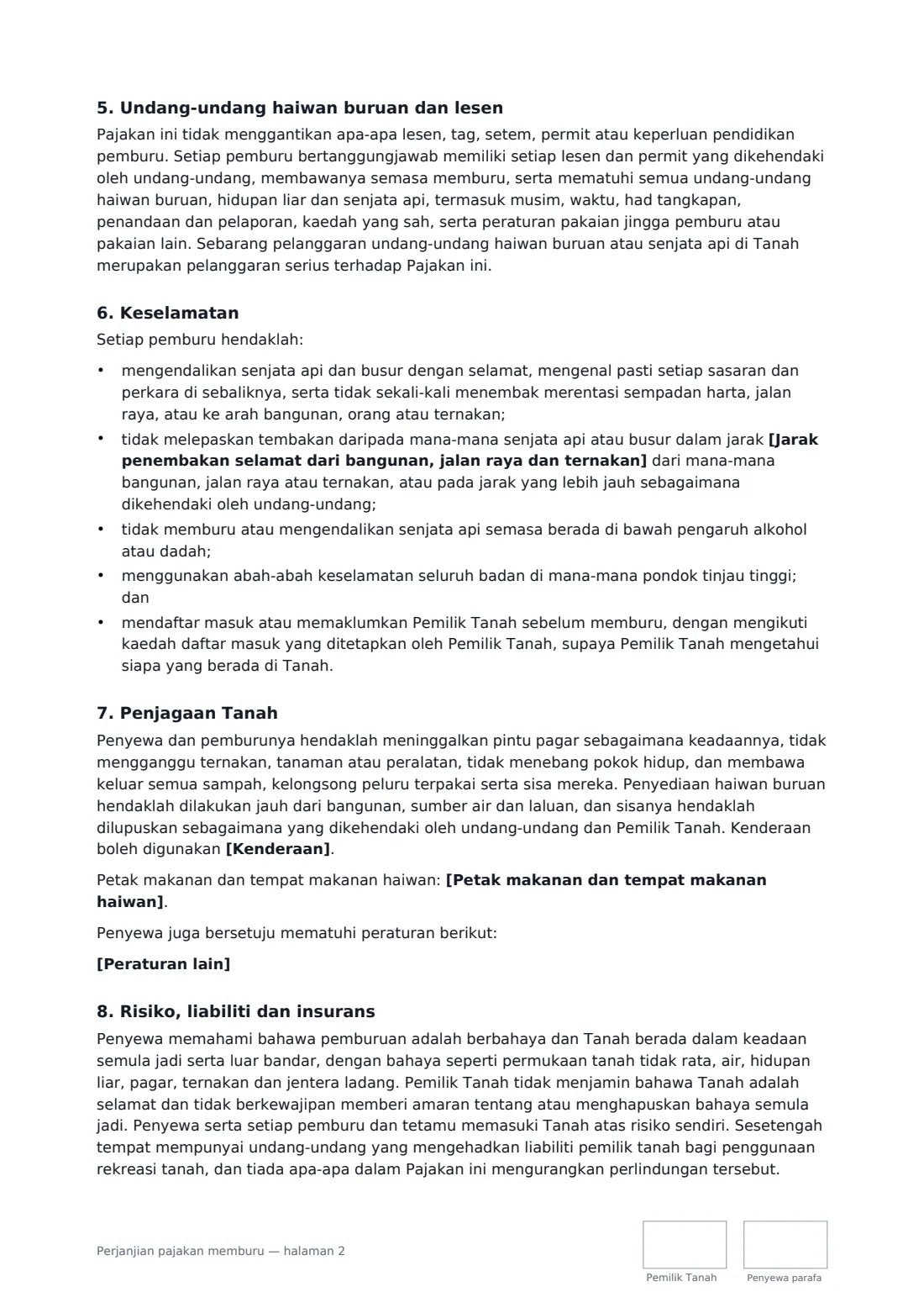 Perjanjian pajakan memburu — halaman 2 daripada 3