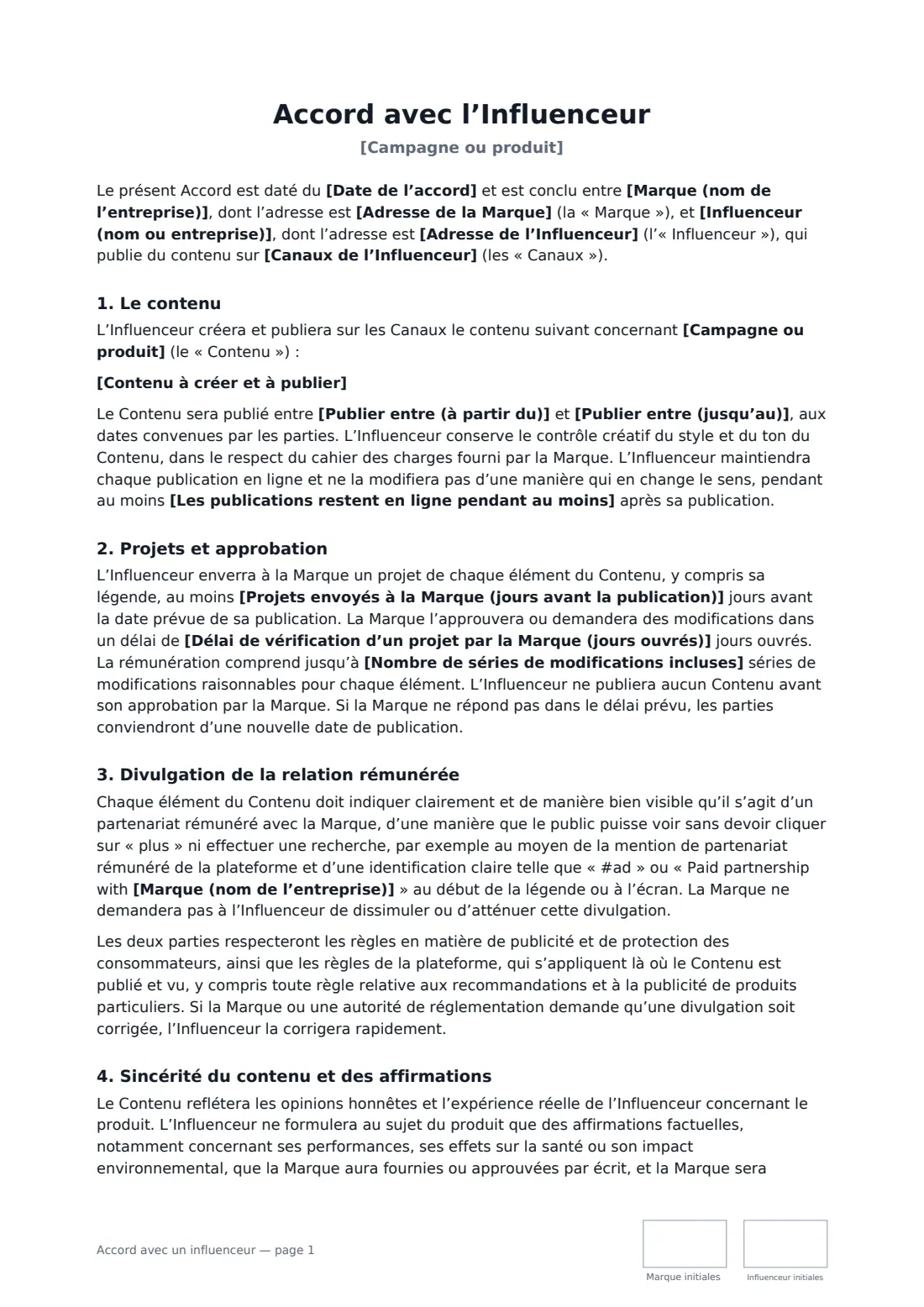 Accord avec un influenceur — page 1 sur 3