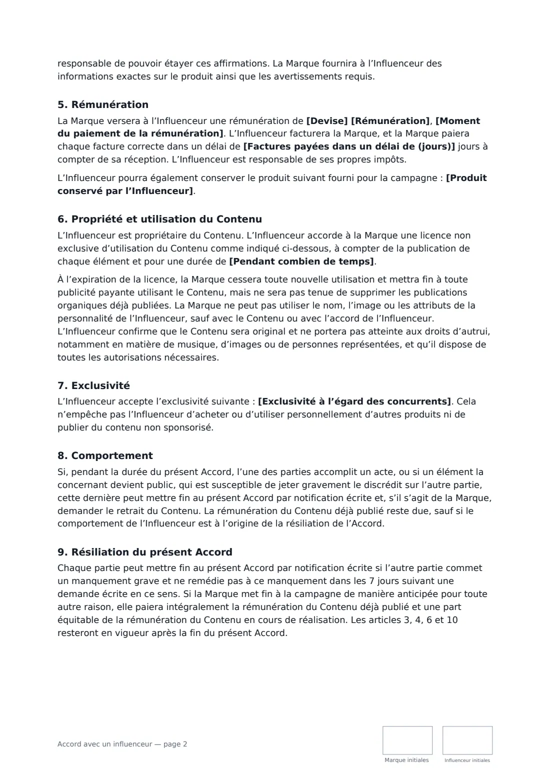 Accord avec un influenceur — page 2 sur 3