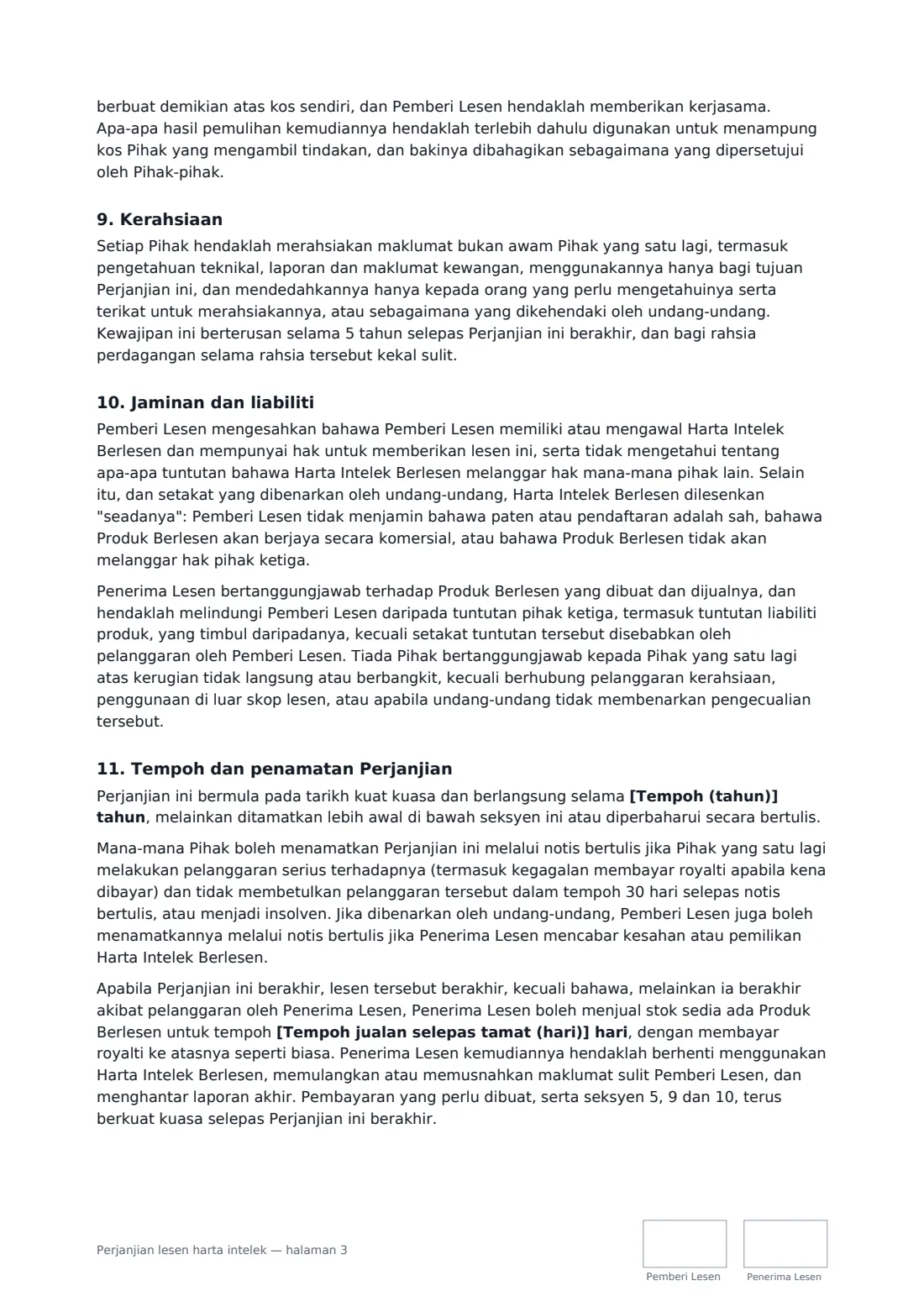 Perjanjian lesen harta intelek — halaman 3 daripada 4