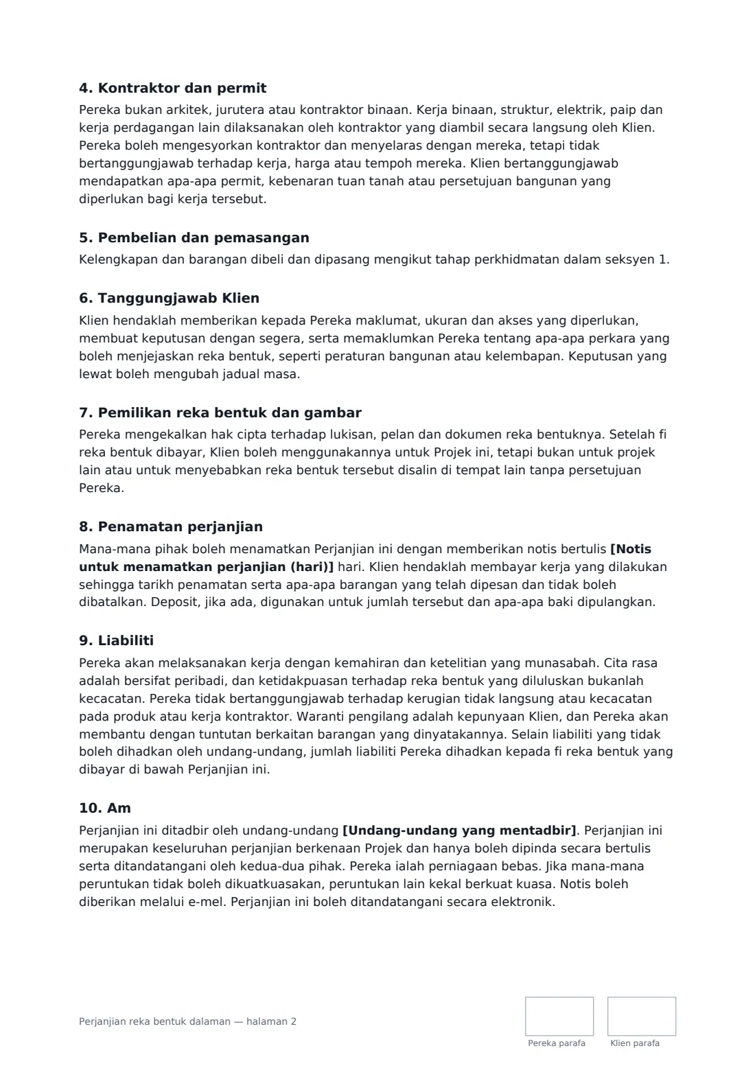 Perjanjian reka bentuk dalaman — halaman 2 daripada 3