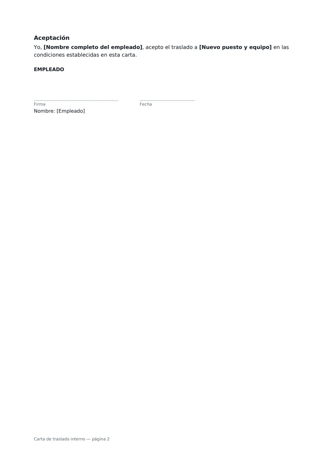 Carta de traslado interno: página 2 de 2