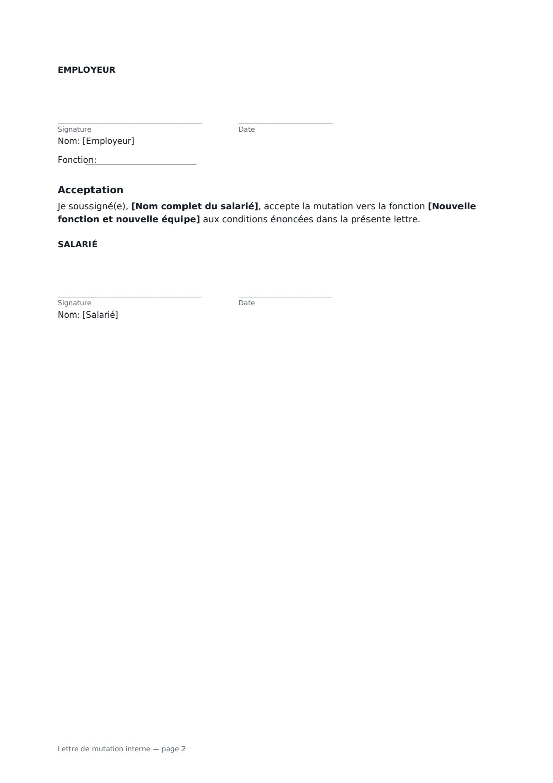 Lettre de mutation interne — page 2 sur 2