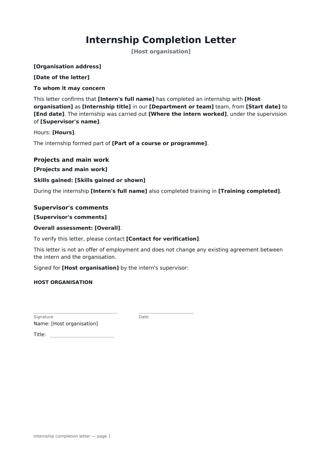 Internship completion letter — page 1 of 2