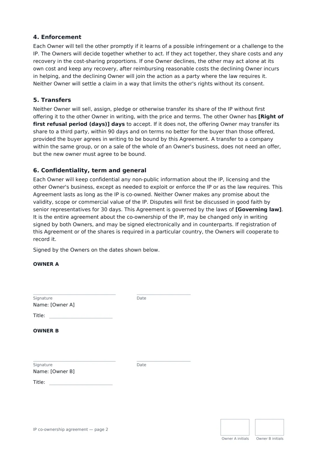 IP co-ownership agreement — page 2 of 2