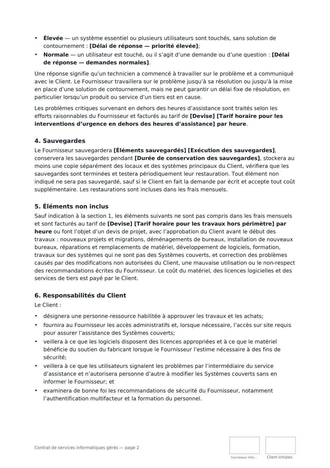 Contrat de services informatiques gérés — page 2 sur 4