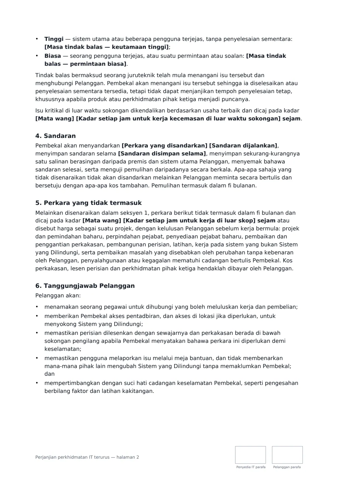 Perjanjian perkhidmatan IT terurus — halaman 2 daripada 4