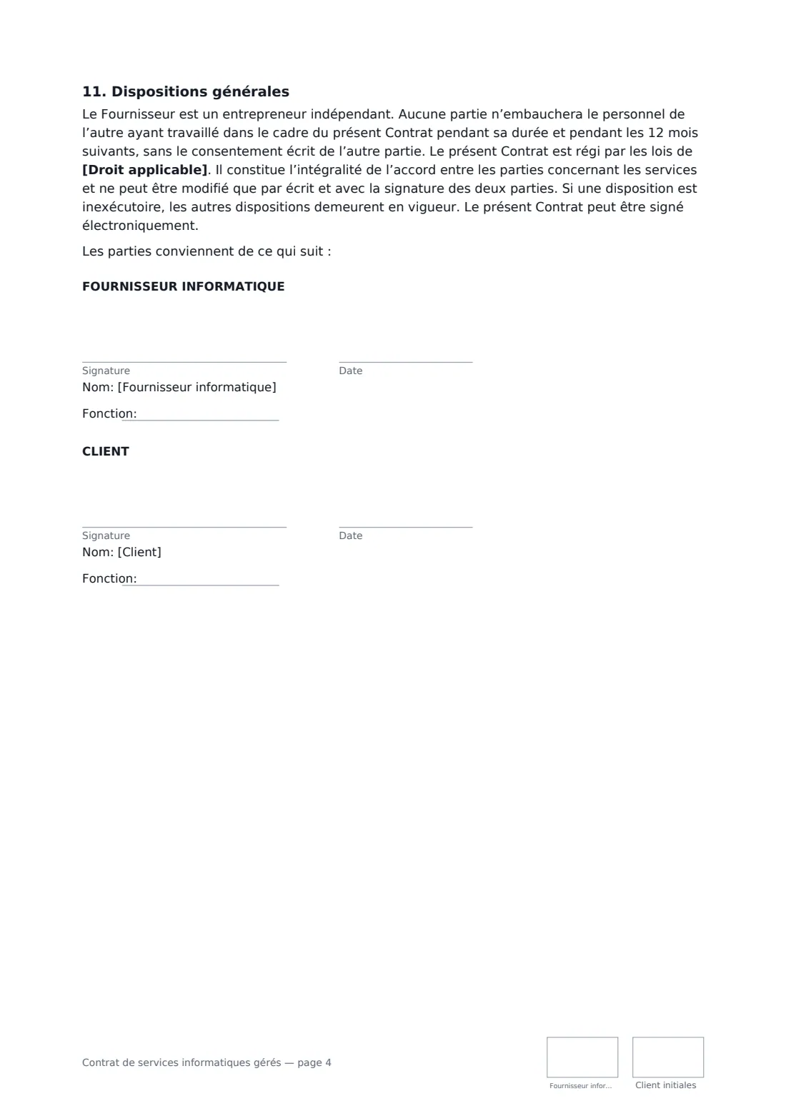 Contrat de services informatiques gérés — page 4 sur 4