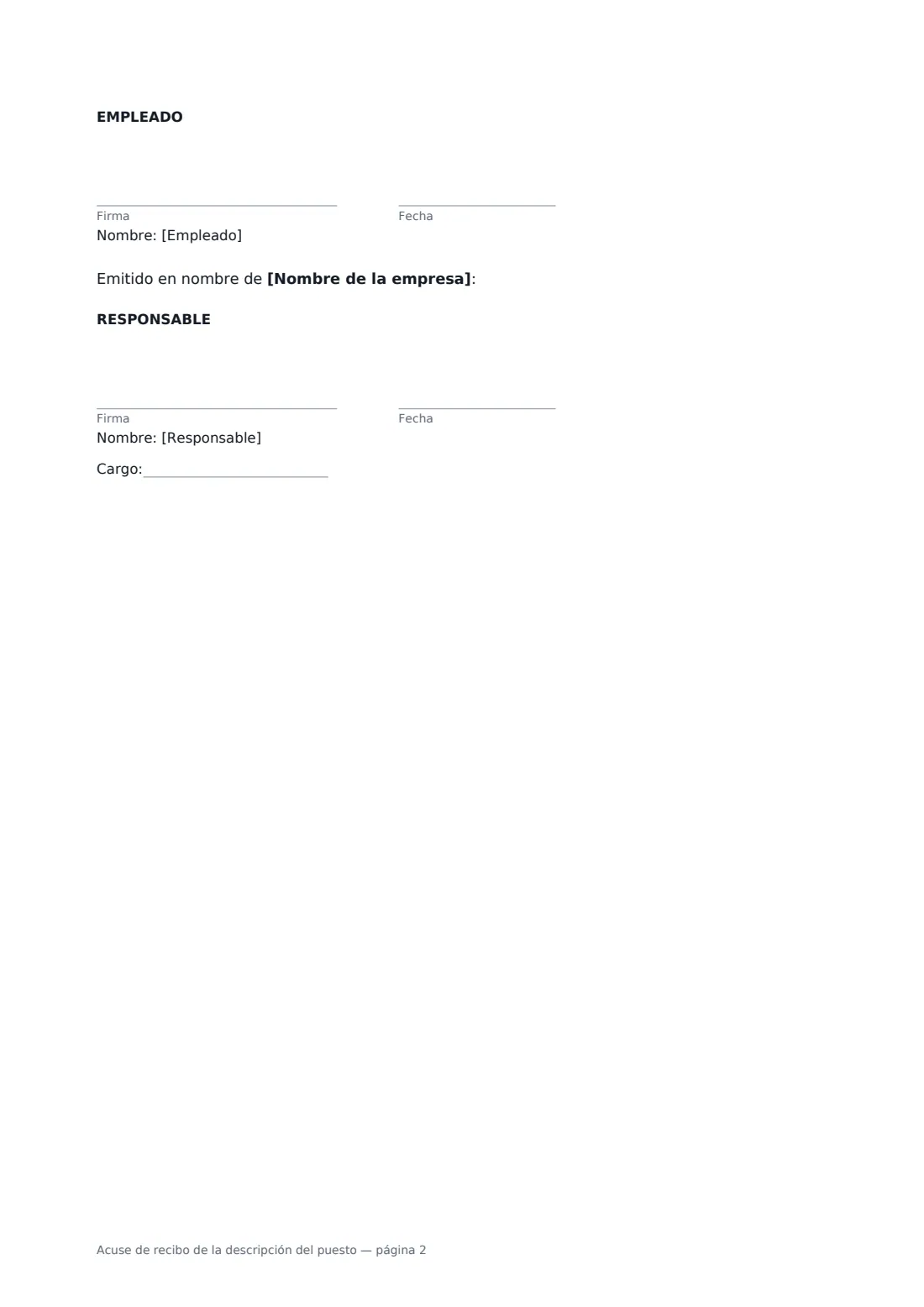 Acuse de recibo de la descripción del puesto: página 2 de 2