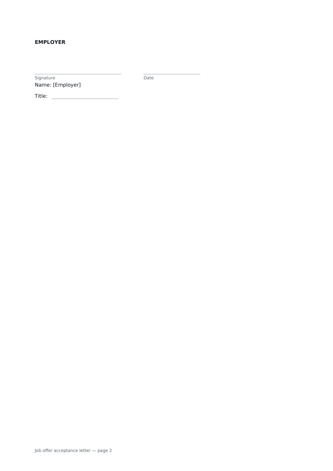Job offer acceptance letter — page 2 of 2