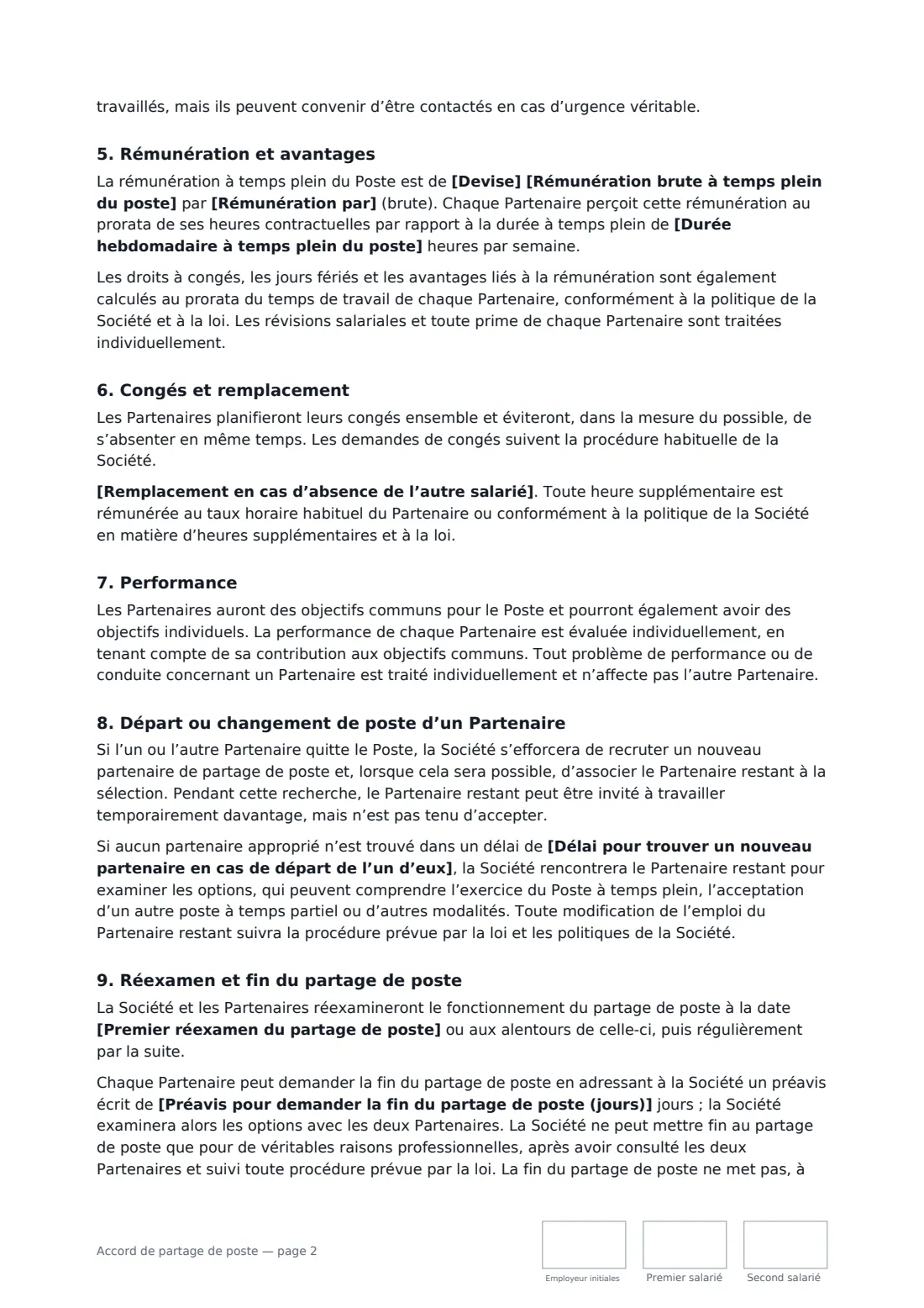 Accord de partage de poste — page 2 sur 3