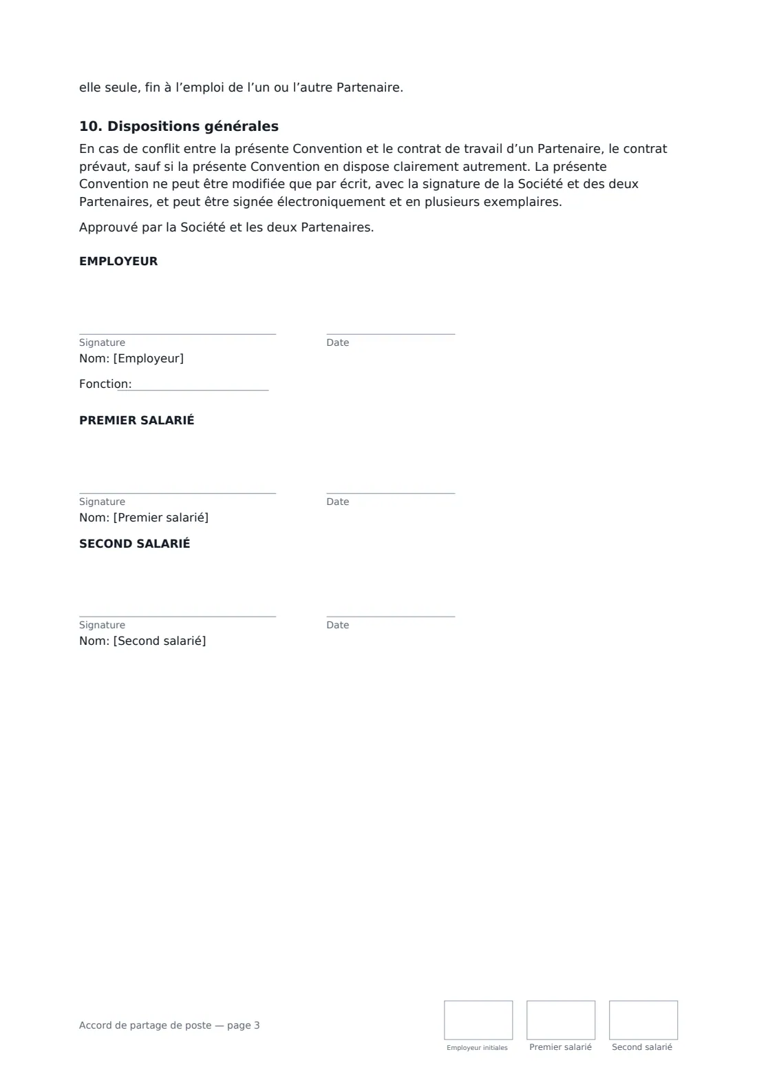 Accord de partage de poste — page 3 sur 3