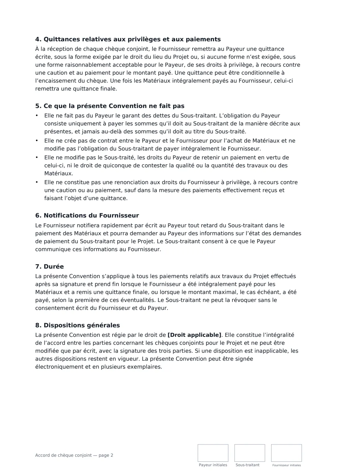Accord de chèque conjoint — page 2 sur 3