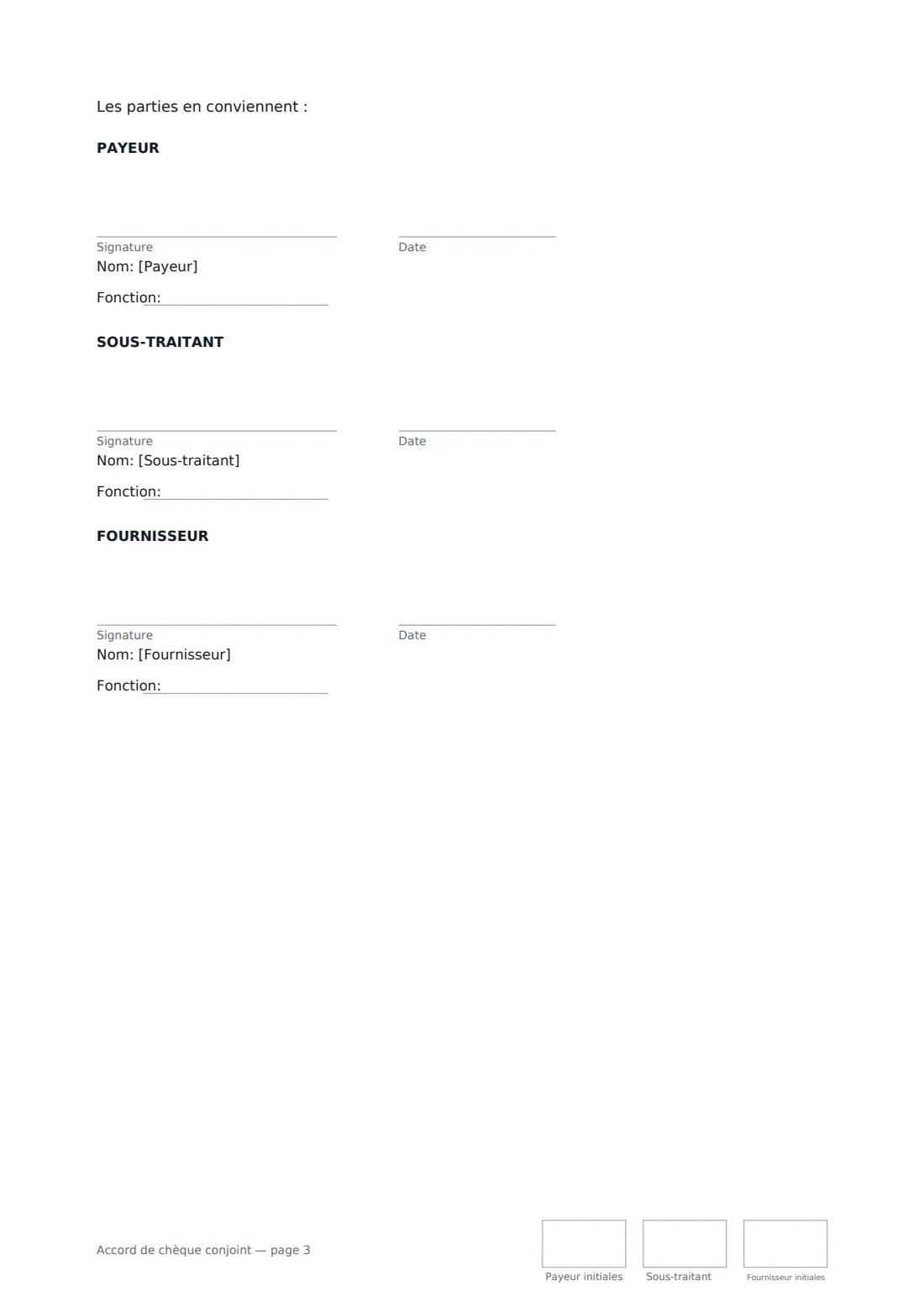 Accord de chèque conjoint — page 3 sur 3