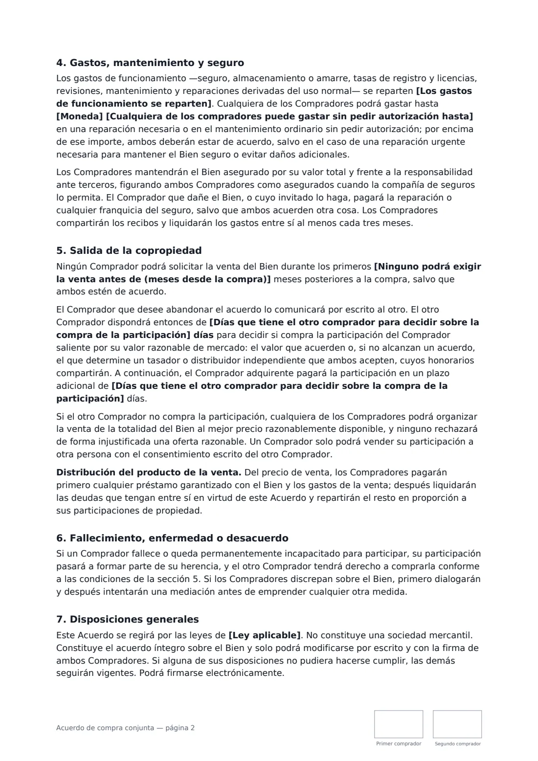 Acuerdo de compra conjunta: página 2 de 3