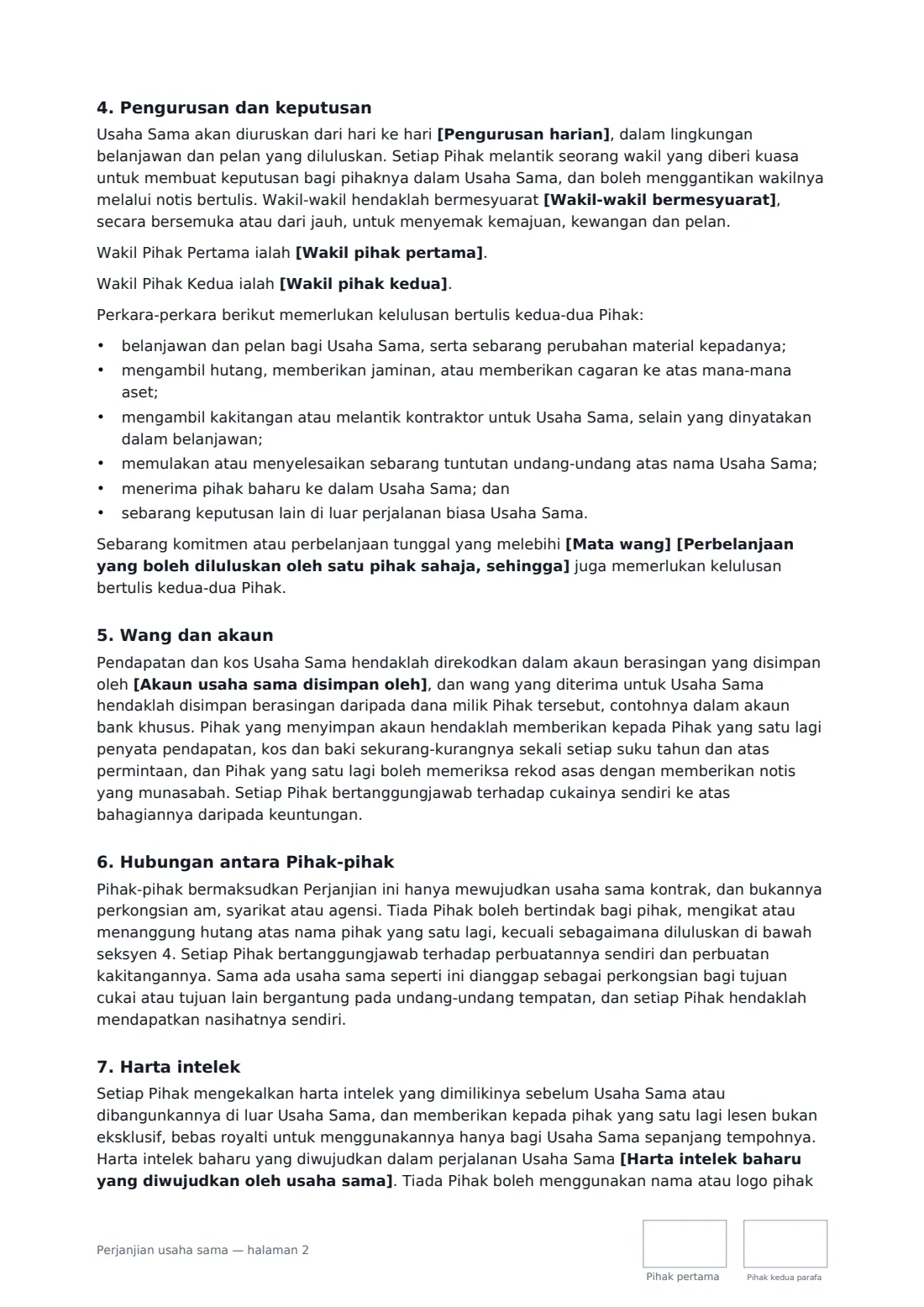 Perjanjian usaha sama — halaman 2 daripada 4