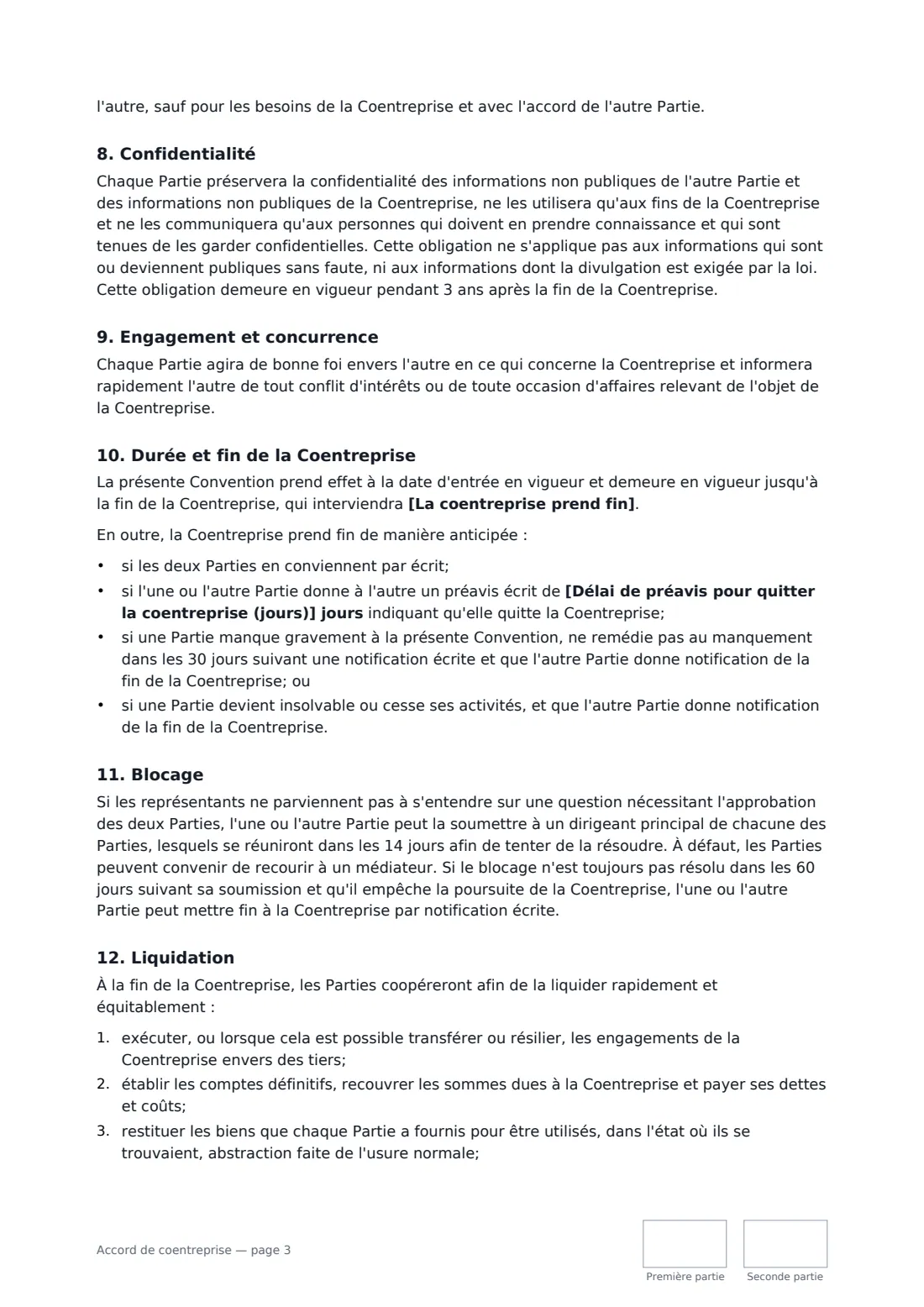 Accord de coentreprise — page 3 sur 4