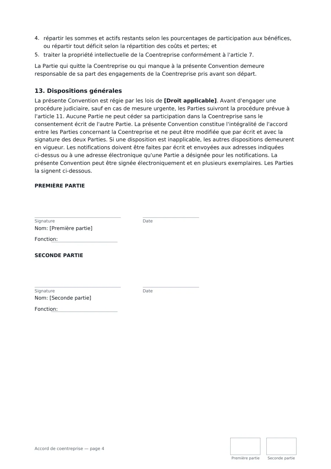 Accord de coentreprise — page 4 sur 4