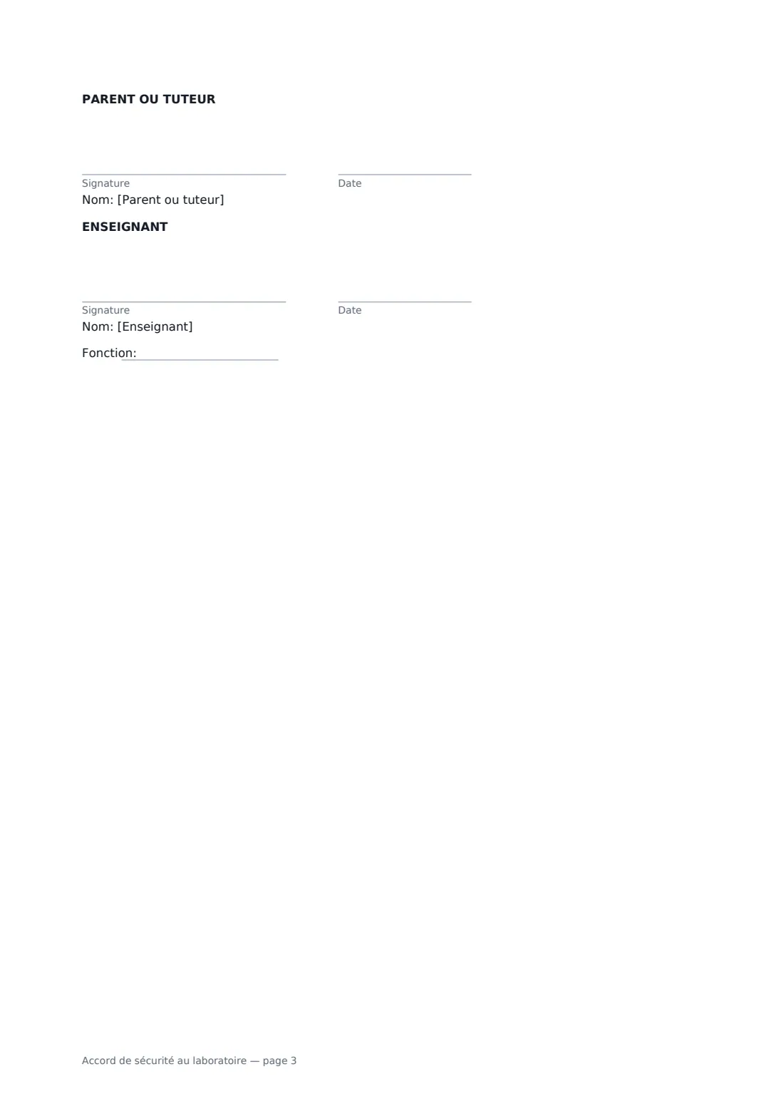 Accord de sécurité au laboratoire — page 3 sur 3