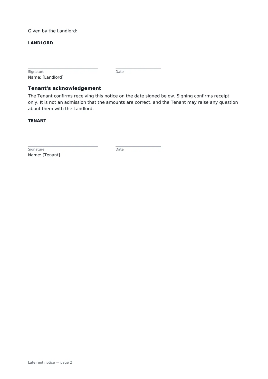 Late rent notice — page 2 of 2