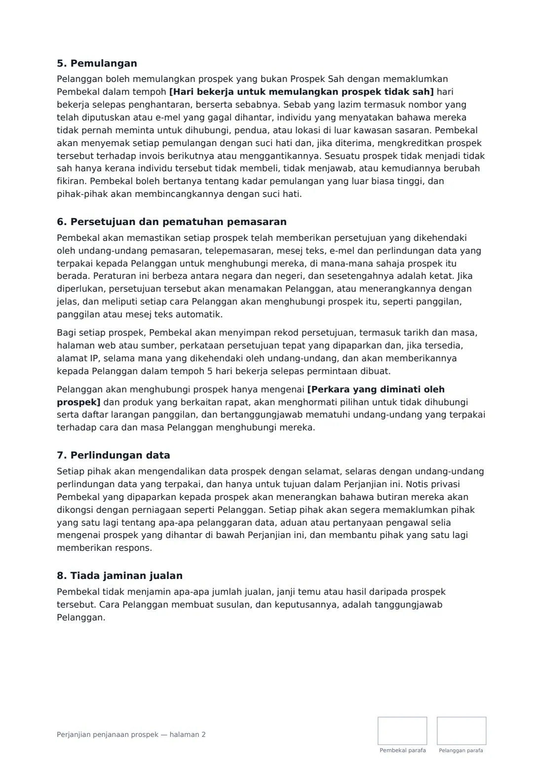 Perjanjian penjanaan prospek — halaman 2 daripada 4