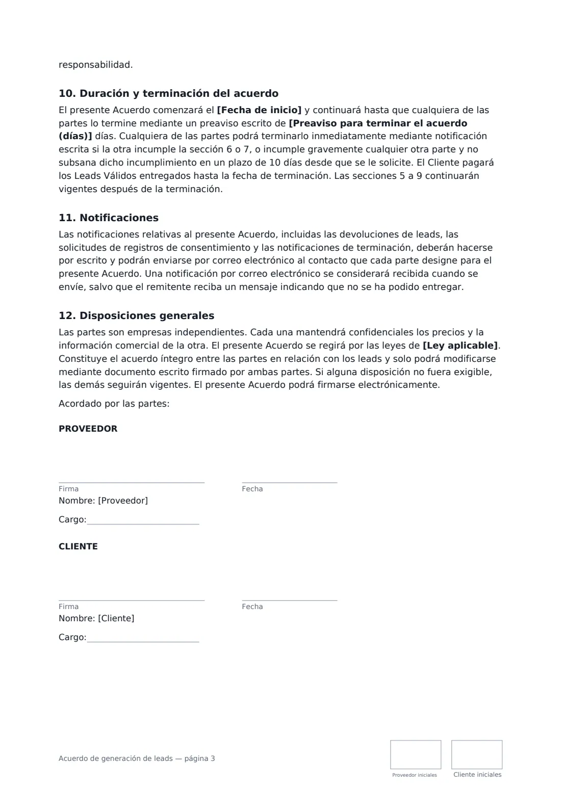 Acuerdo de generación de leads: página 3 de 3