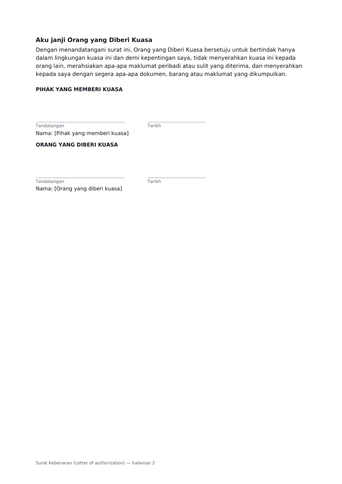 Surat Kebenaran (Letter of authorization) — halaman 2 daripada 2