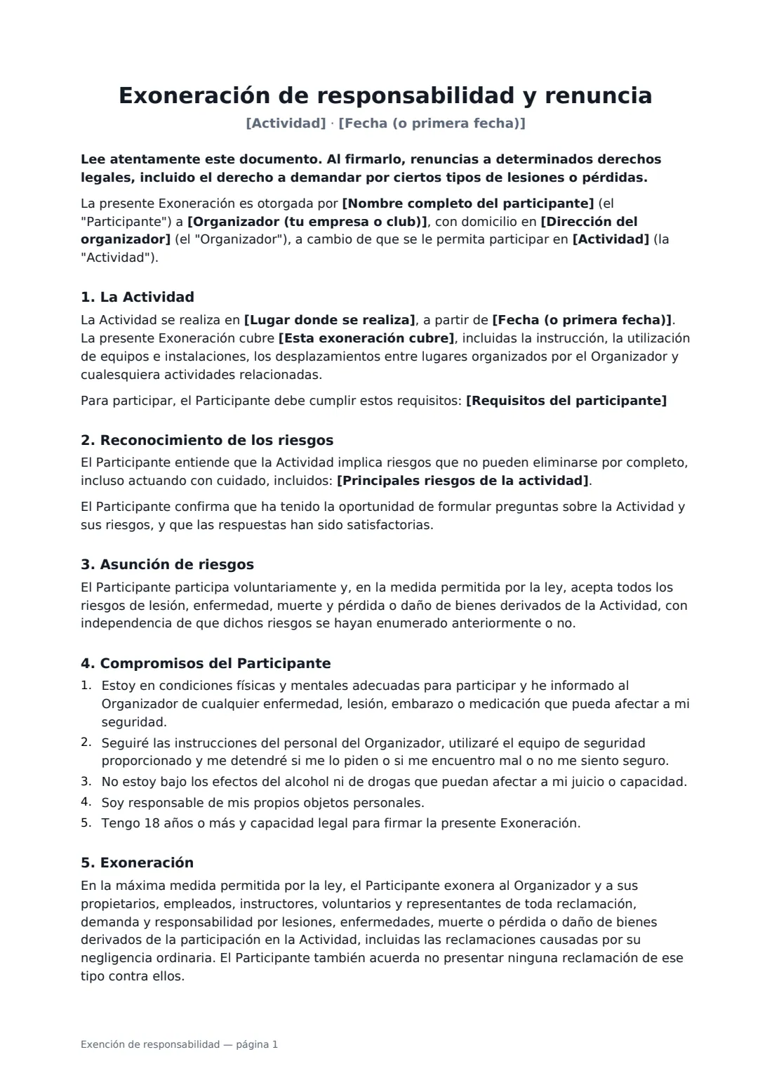 Exención de responsabilidad: página 1 de 2