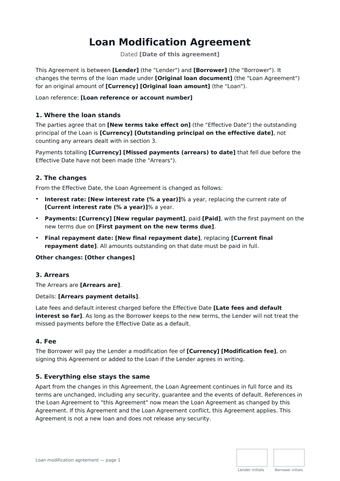 Loan modification agreement — page 1 of 2