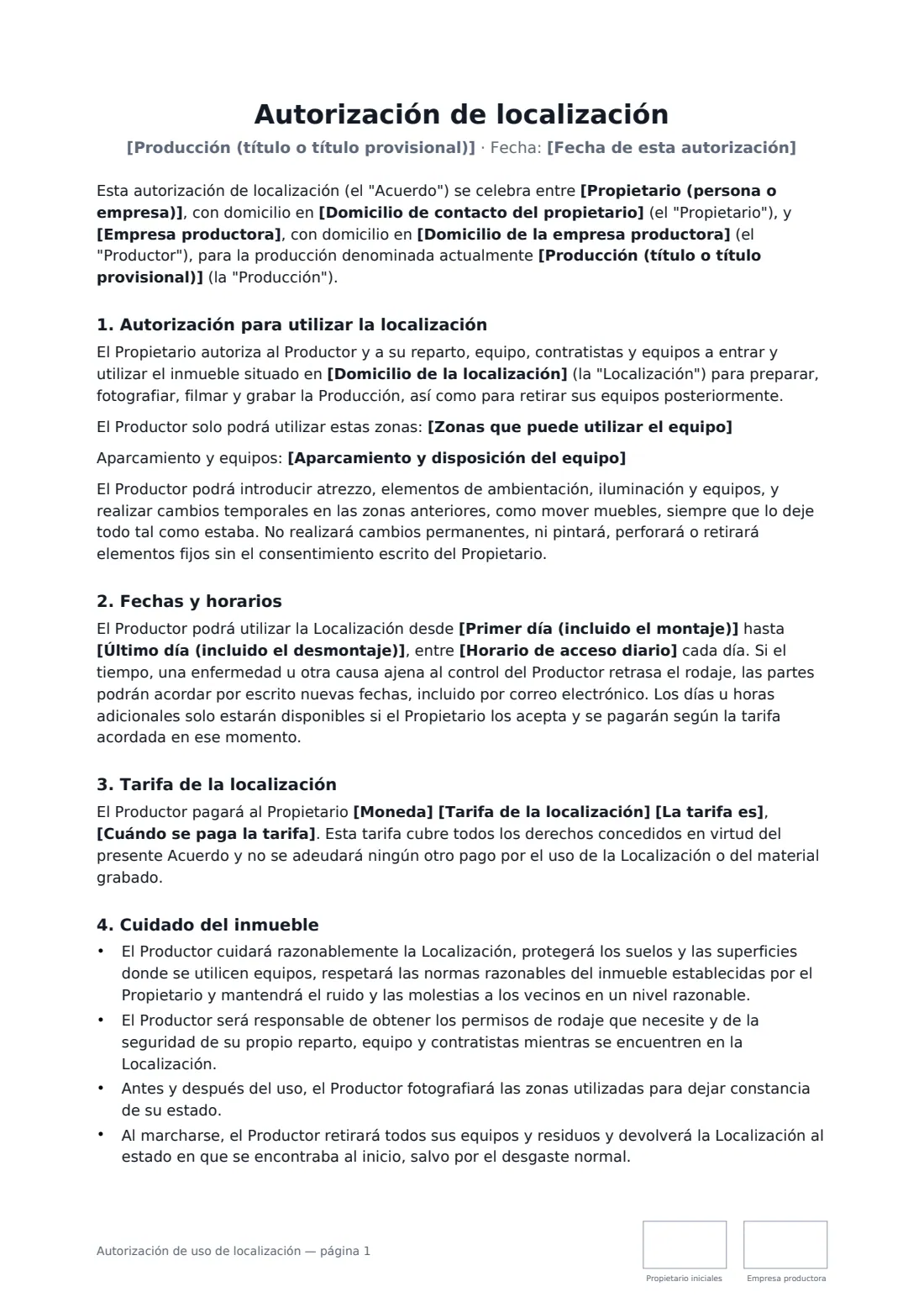 Autorización de uso de localización: página 1 de 3