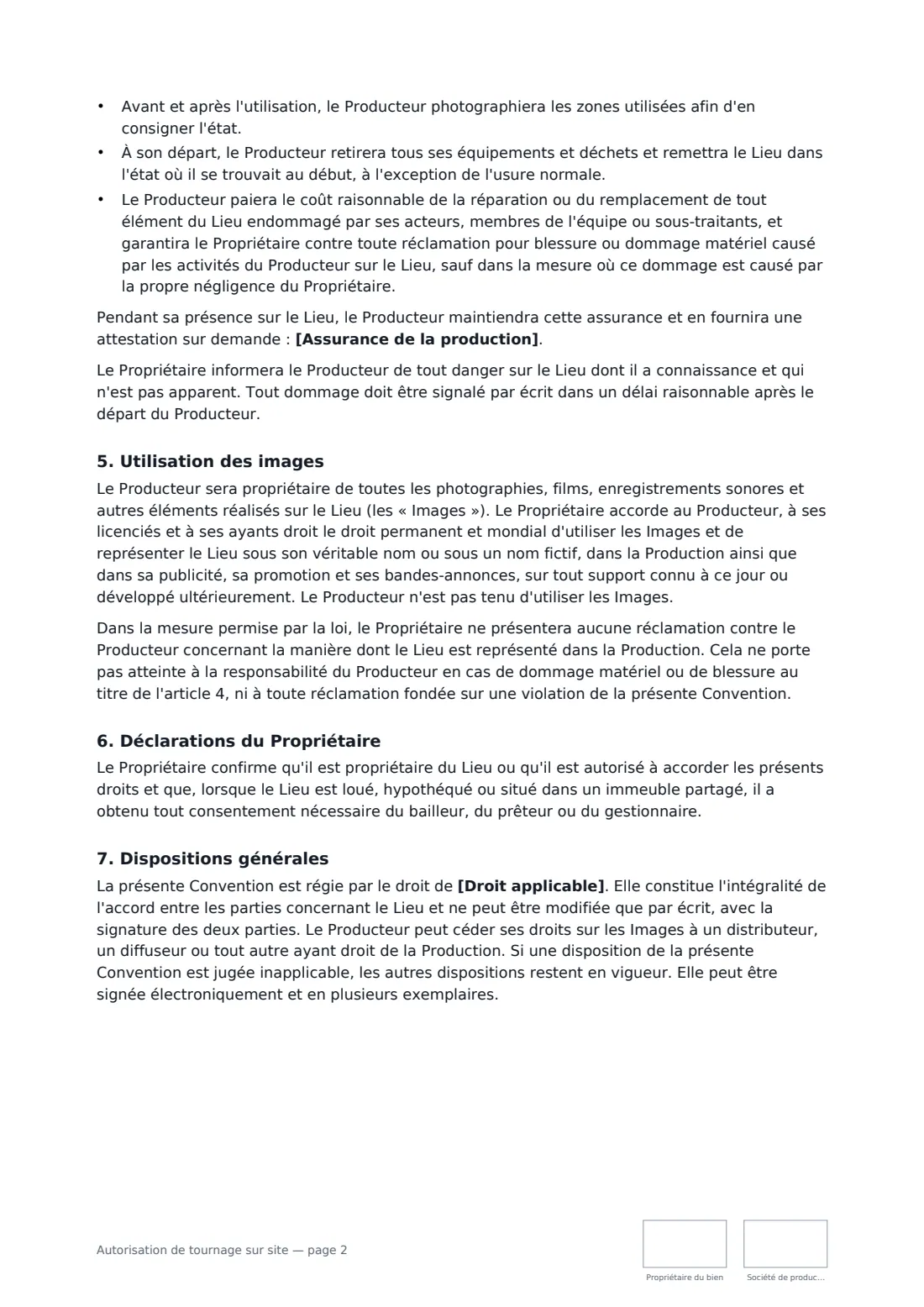 Autorisation de tournage sur site — page 2 sur 3