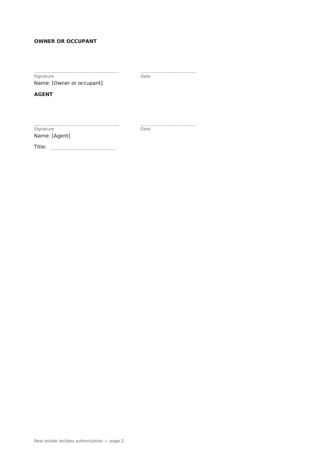 Real estate lockbox authorization — page 2 of 2