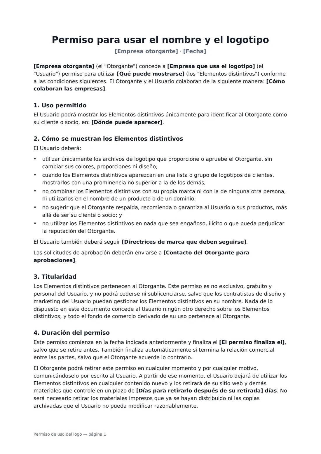 Permiso de uso del logo: página 1 de 2
