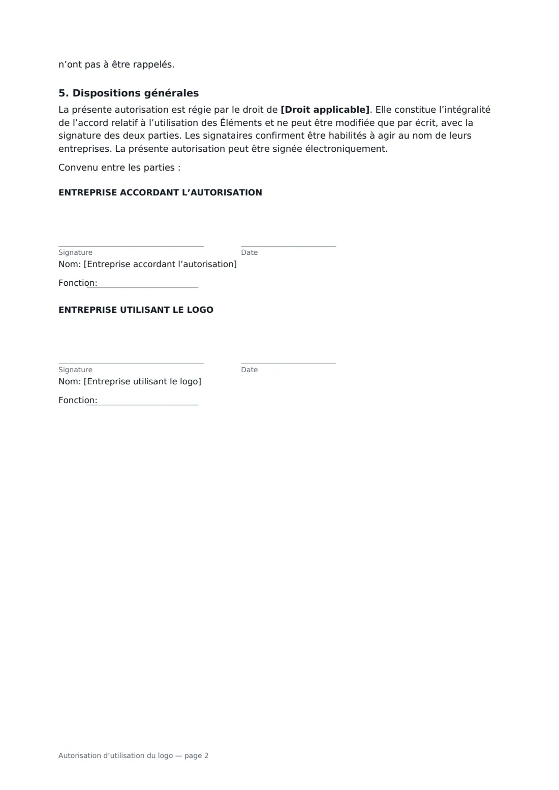 Autorisation d’utilisation du logo — page 2 sur 2