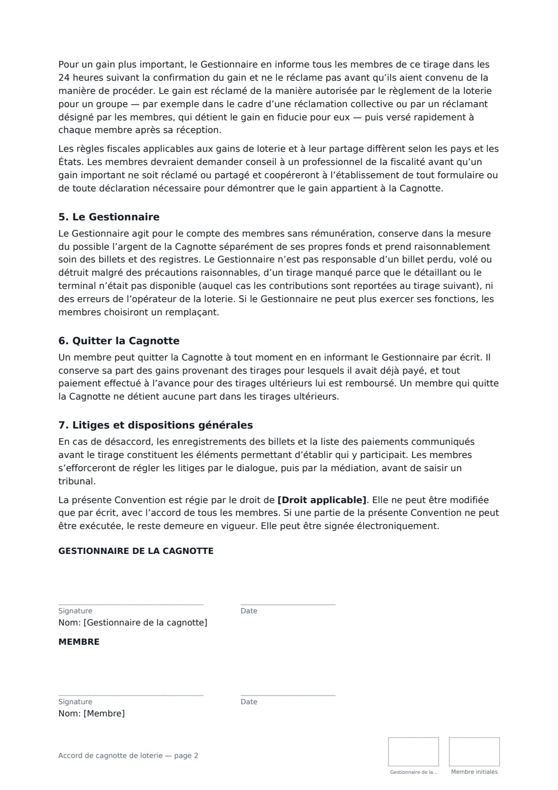 Accord de cagnotte de loterie — page 2 sur 2