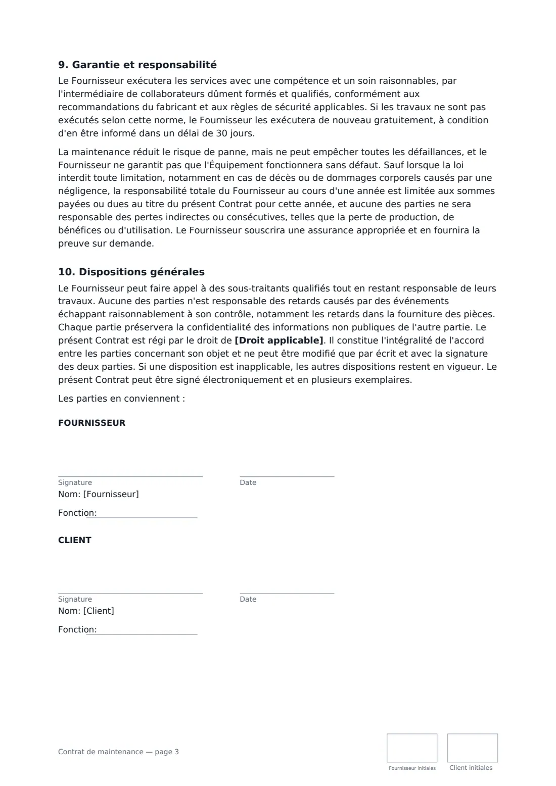 Contrat de maintenance — page 3 sur 3