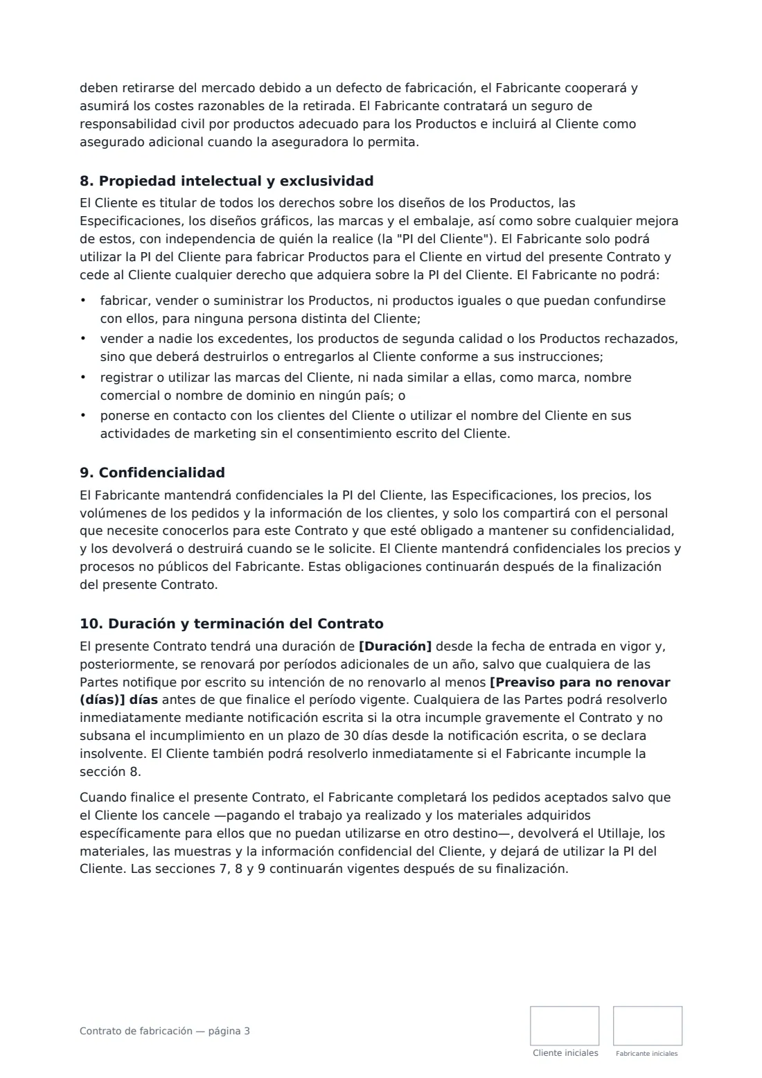 Contrato de fabricación: página 3 de 4