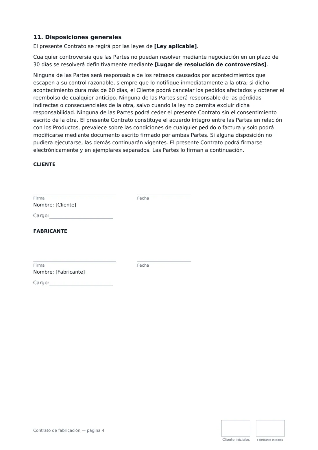 Contrato de fabricación: página 4 de 4