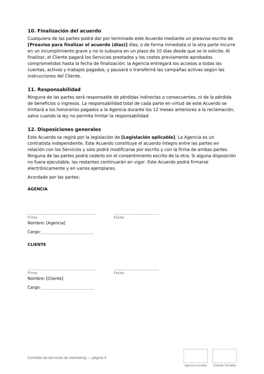 Contrato de servicios de marketing: página 3 de 3
