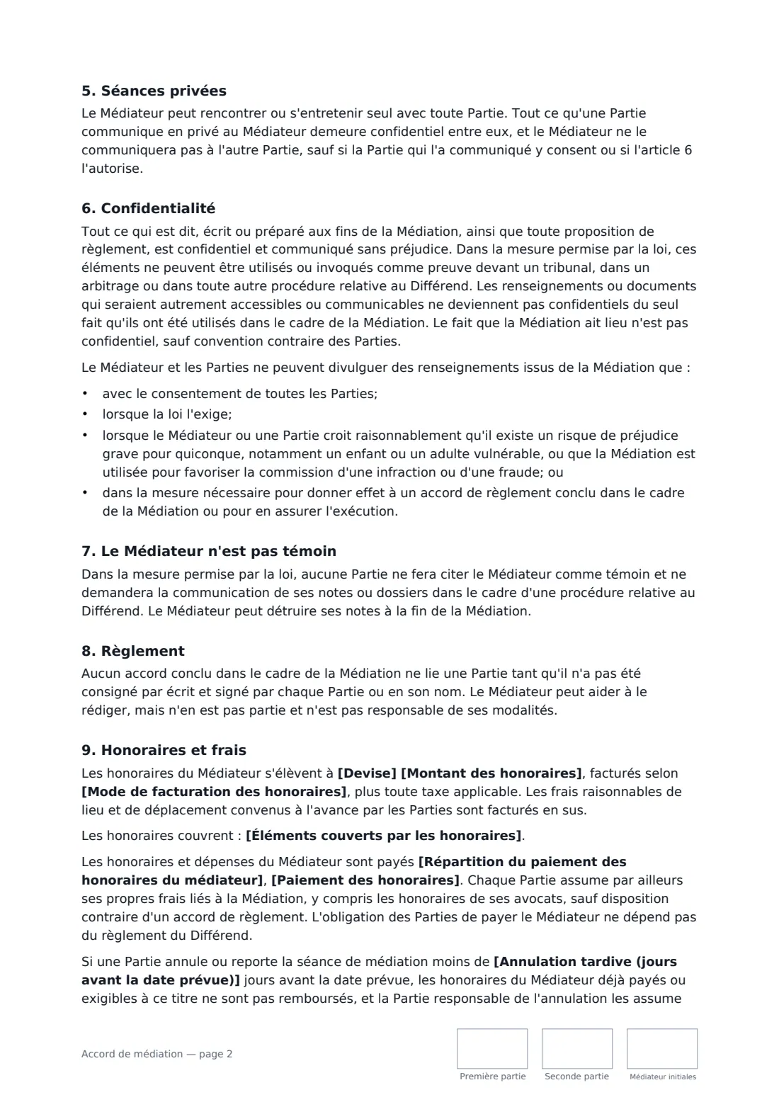 Accord de médiation — page 2 sur 3