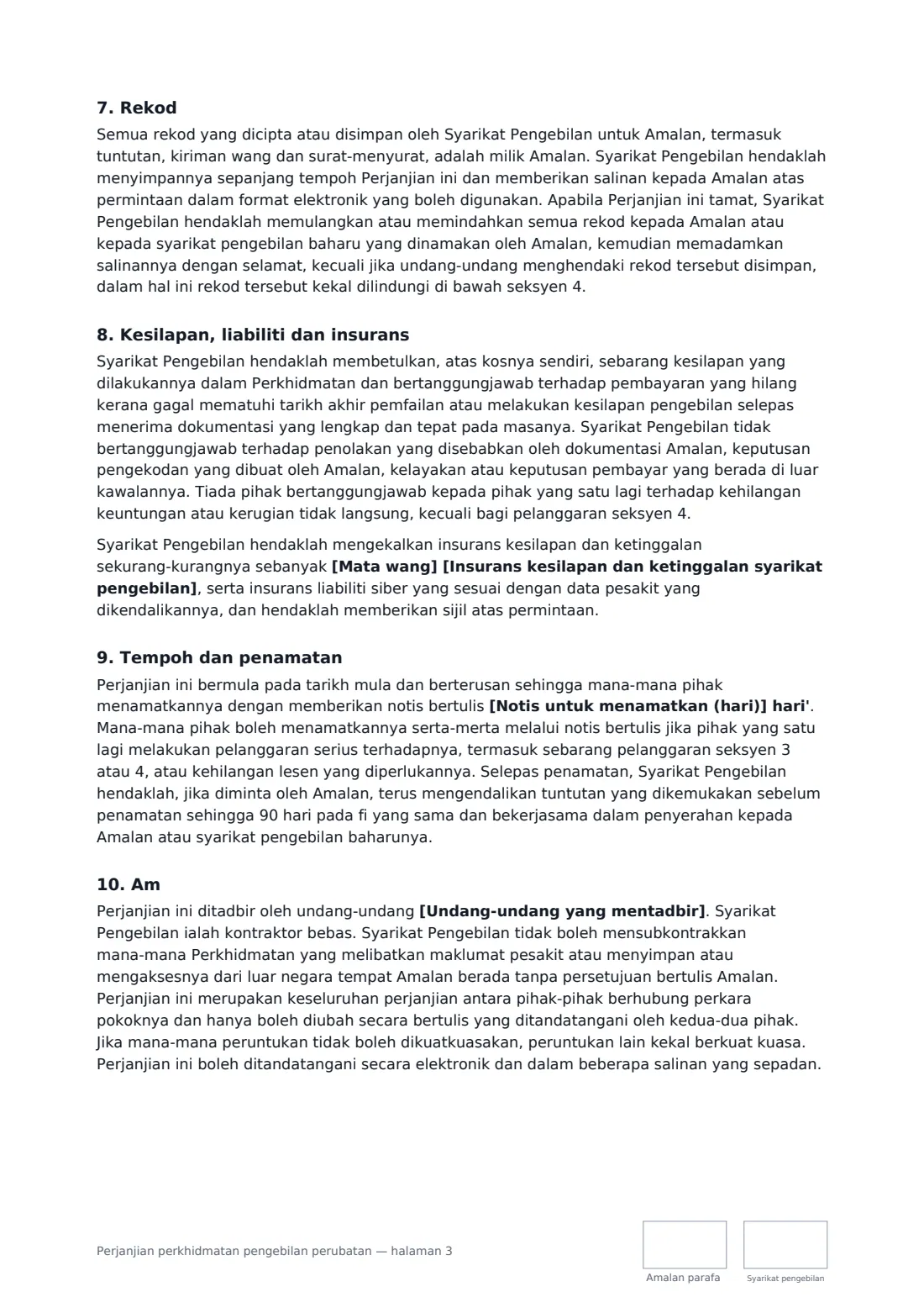 Perjanjian perkhidmatan pengebilan perubatan — halaman 3 daripada 4