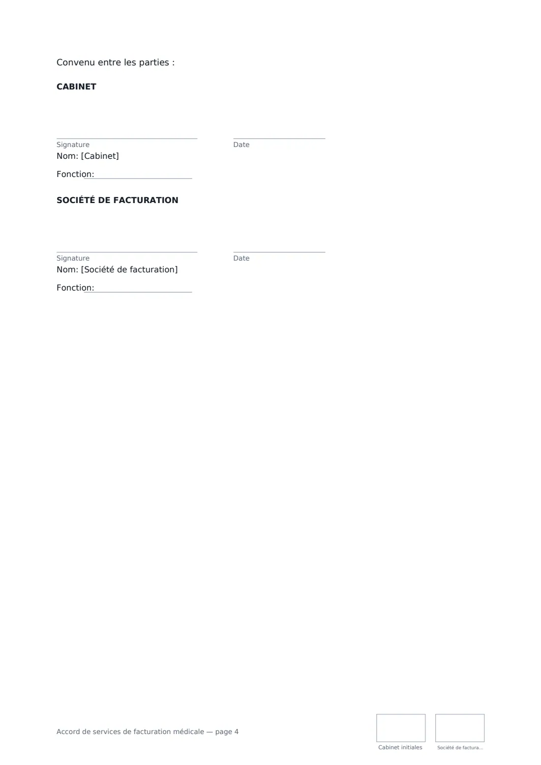Accord de services de facturation médicale — page 4 sur 4