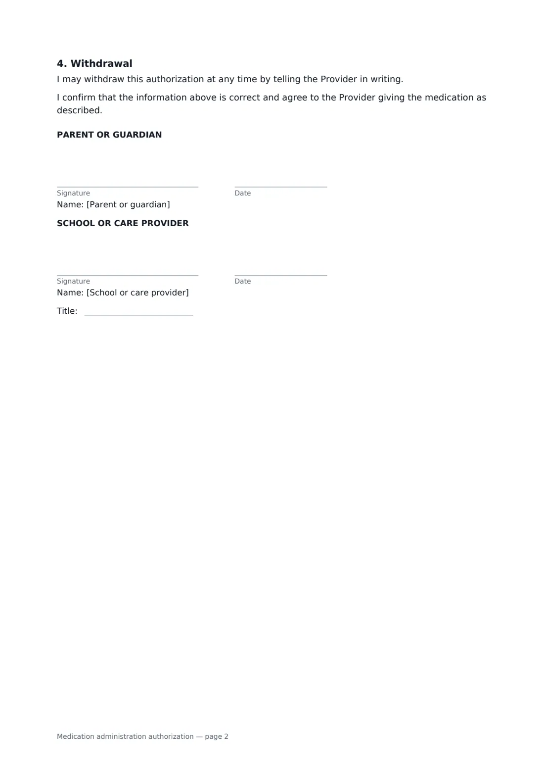 Medication administration authorization — page 2 of 2